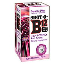 Natures Plus SHOT-O-B12 5000 mcg Lozenges, Natural Cherry Berry Flavours, 30 lozenges