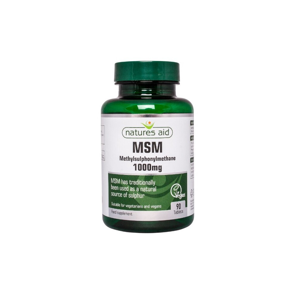 Natures Aid MSM (Methylsulphonylmethane) 1000mg, 90 Tablets. Suitable for Vegans.