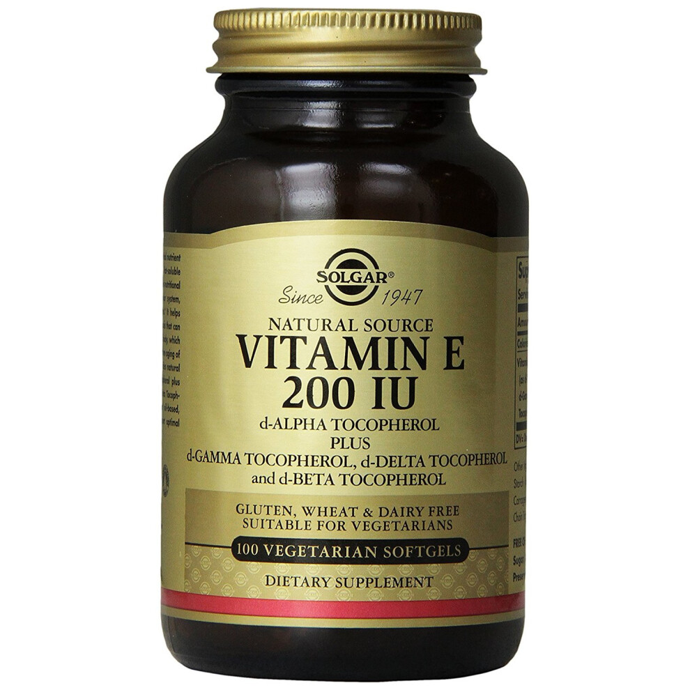 Solgar Vitamin E 134 Mg (200 Iu) Vegetarian Softgels, 100