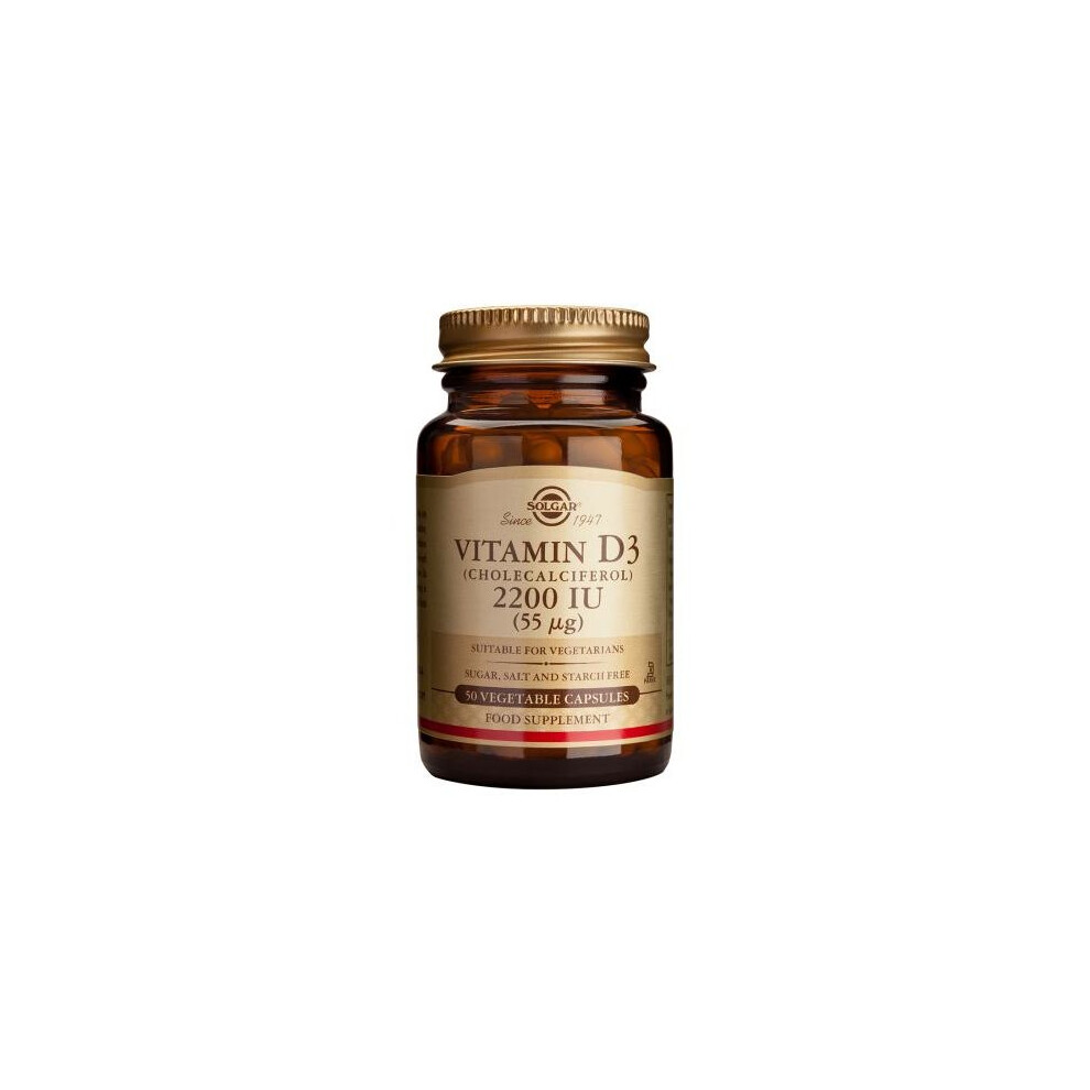 Solgar Vitamin D3 2200 IU Vegetable Capsule, 50
