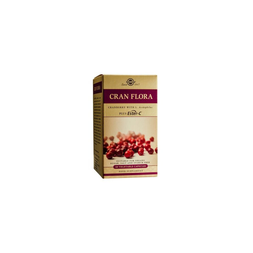 Solgar Cran Flora With Probiotics Plus Ester C Vegetable Capsules, 60