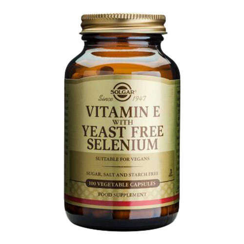 Solgar Solgar, Vitamine E Sèche avec Sélénium sans Levure, 100 Gélules Végétales