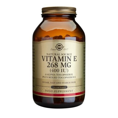 Solgar Solgar, Vitamine E, d-Alpha Tocophérol Plus d-Gamma Tocophérol, d-Delta Tocophérol et d-Beta Tocophérol, 268 mg (400 UI), 250 Softgels