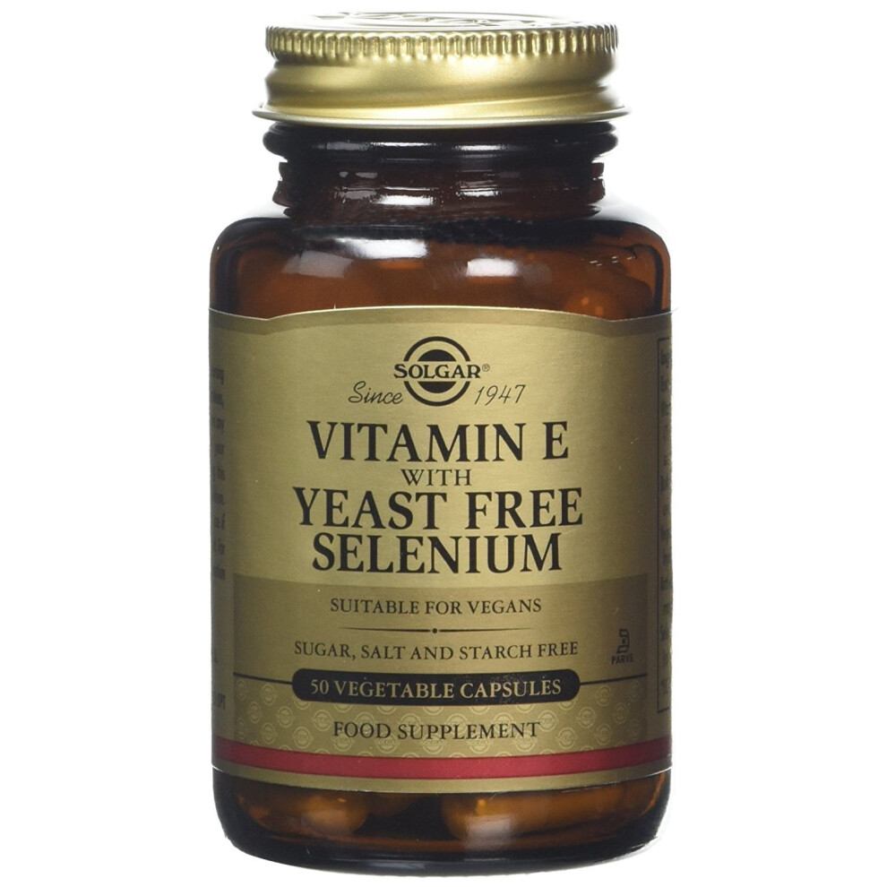 Solgar Vitamin E With Yeast-Free Selenium Vegetable Capsules, 50