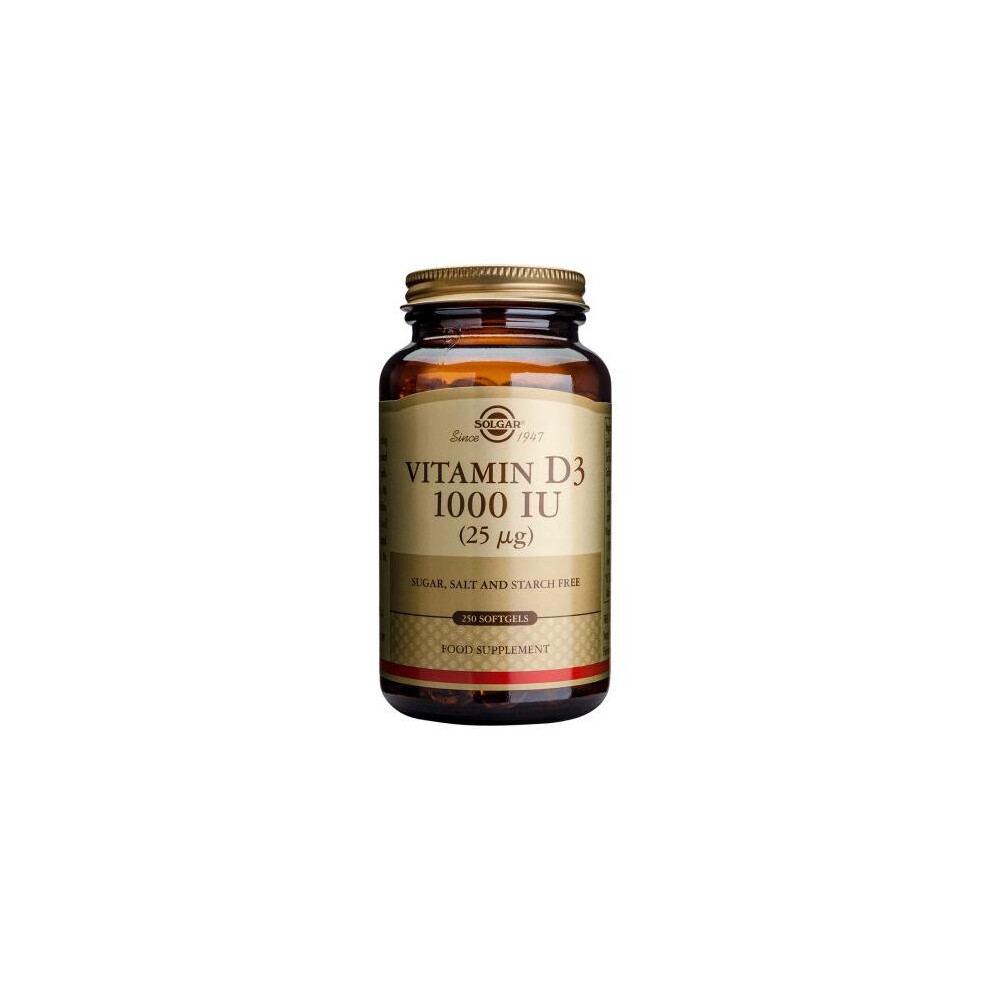 Solgar Vitamin D3 1000 IU Softgels, 250