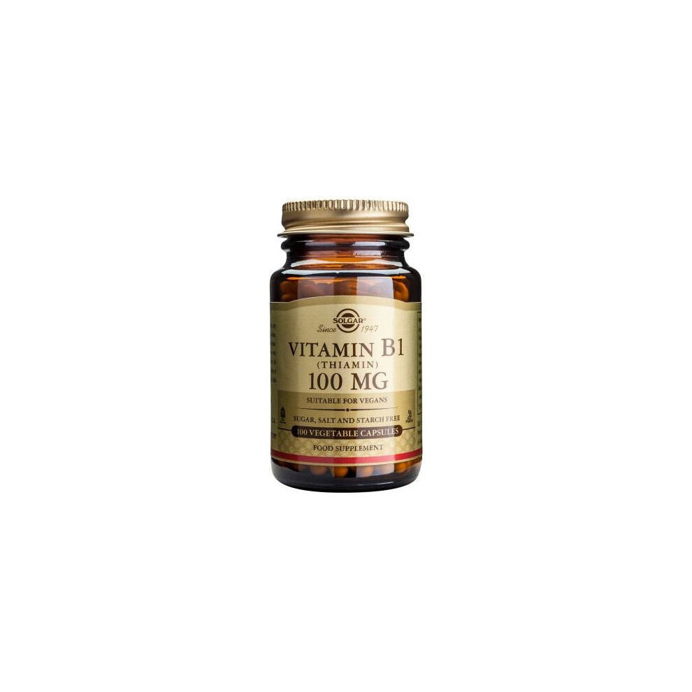 Solgar Vitamin B1 (Thiamin) 100 mg Vegetable Capsules, 100
