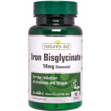 Natures Aid Iron (Bisglycinate) with Ester C, Vit B12 & Folic Acid, 90 tabs