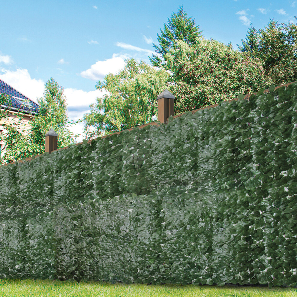 GardenKraft 26120 3m x 1m Artificial Dark Ivy Leaf Fence Panel