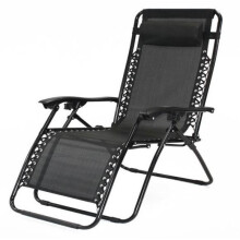 Zero Gravity Chair Oversize Garden Patio Lawn Black / Grey