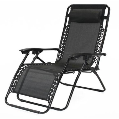 Supa Zero Gravity Chair Oversize Garden Patio Lawn Black / Grey