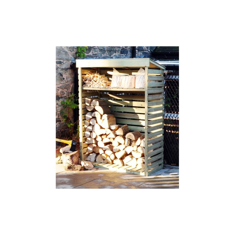 Large Wooden Garden Log Store / Storage Shed with Shelf 156cm x 117cm
