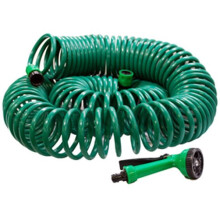 30m (100ft) Garden Coil Hose Pipe with Free Spray Gun
