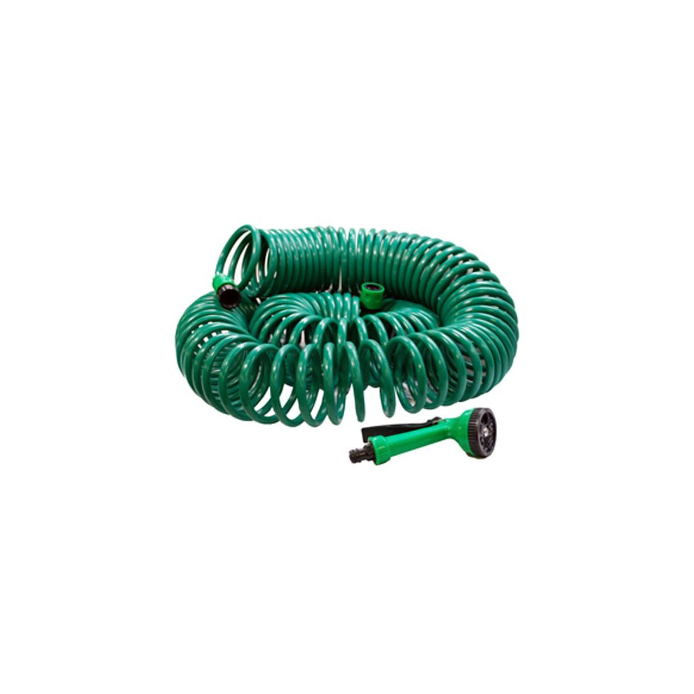 30m (100ft) Garden Coil Hose Pipe with Free Spray Gun