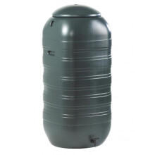 250 Litre Slim Space Saver Water Butt With Lid & Tap Carry Handles In Green