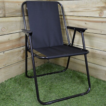 Black Folding Canvas Camping / Festival / Outdoor Chair with Plastic Arm Rests