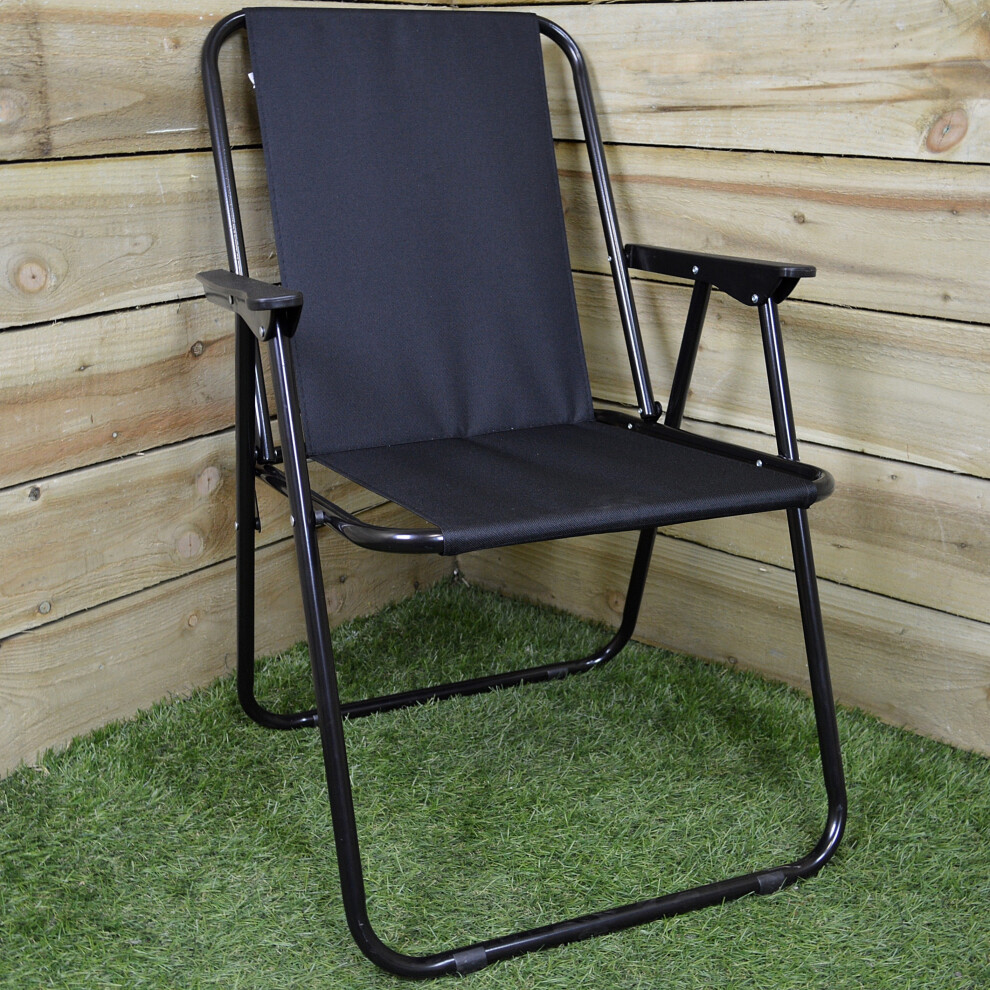 Hamble Distribution Black Folding Canvas Camping / Festival / Outdoor Chair With Plastic Arm Rests