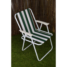 Green & White Striped Lightweight Folding Camping / Picnic / Garden Chair