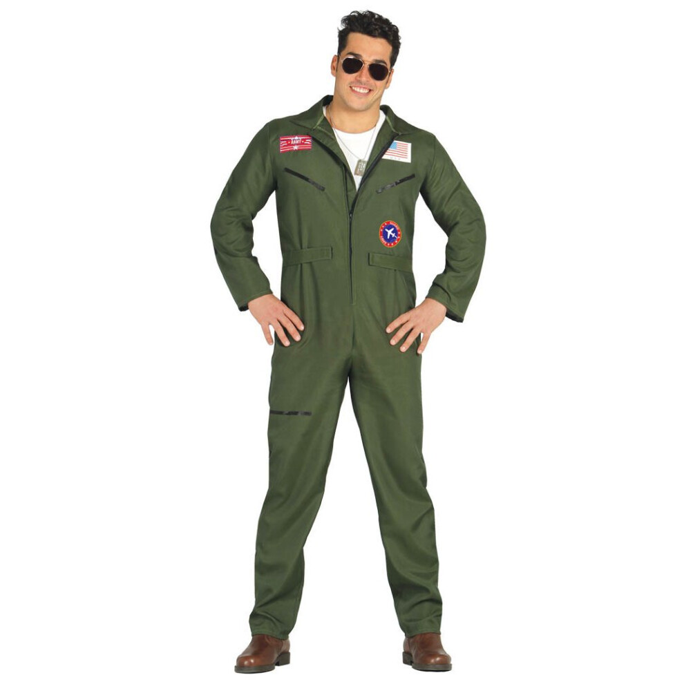 Fiestas Guirca Mens Fighter Pilot Fancy Dress Costume Large Green