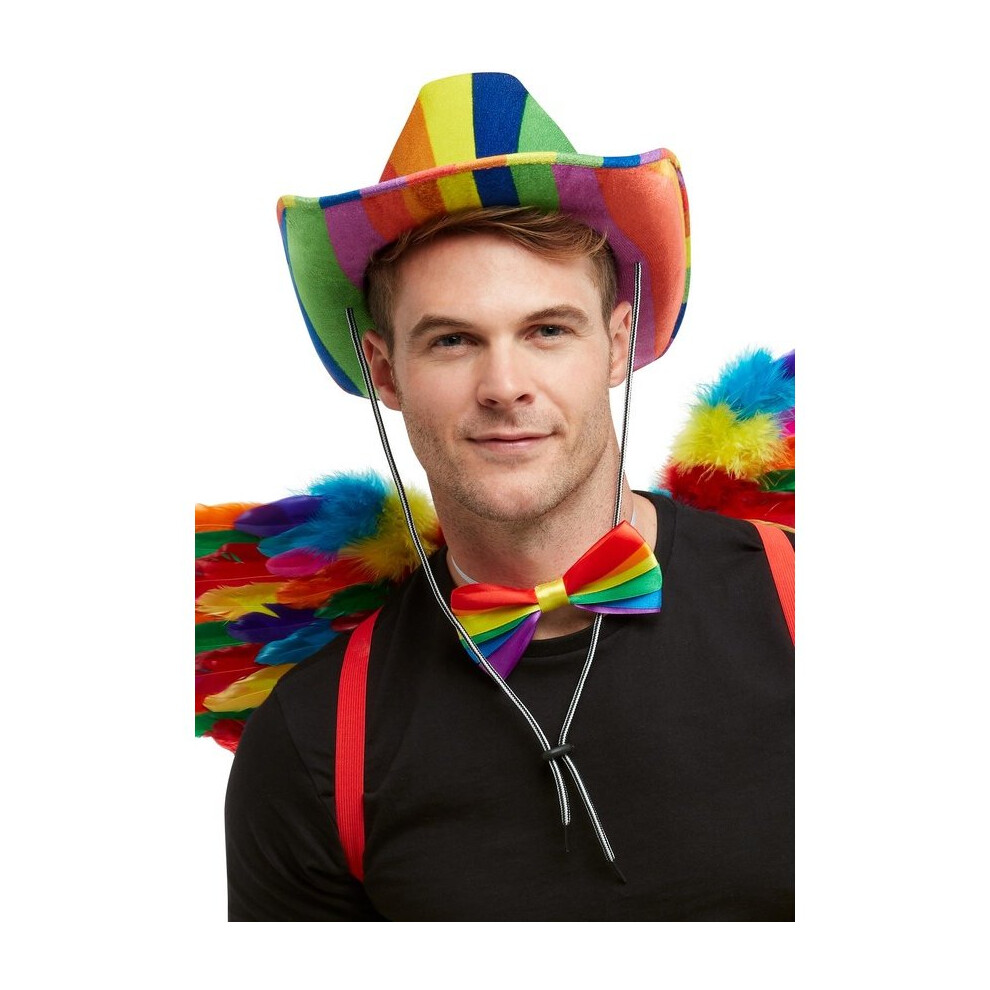 Smiffy's Womens Mens Adults Rainbow Stetson Hat Fancy Dress Gay Pride Multicoloured