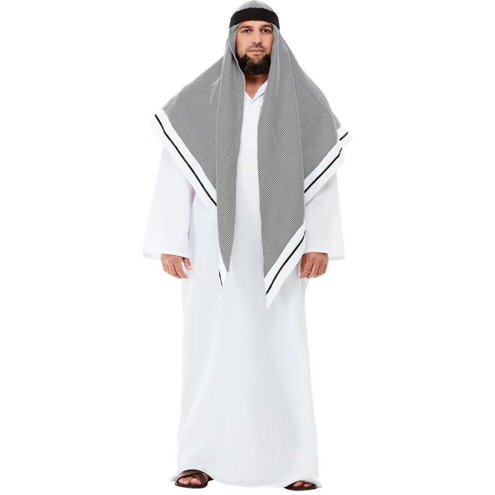 Mens Adults Deluxe Fake Sheikh Arab Fancy Dress Costume Large