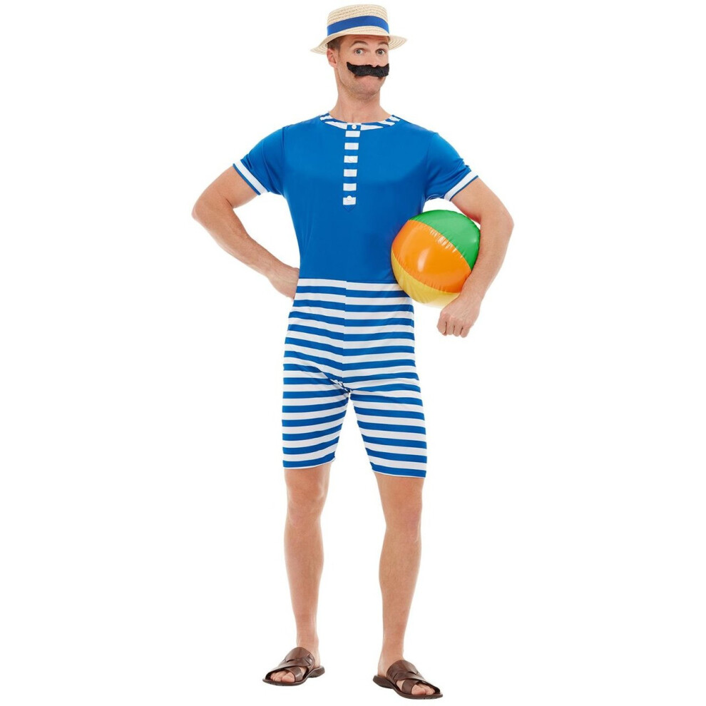 Mens 1920s Bathing Suit Fancy Dress Costume Medium