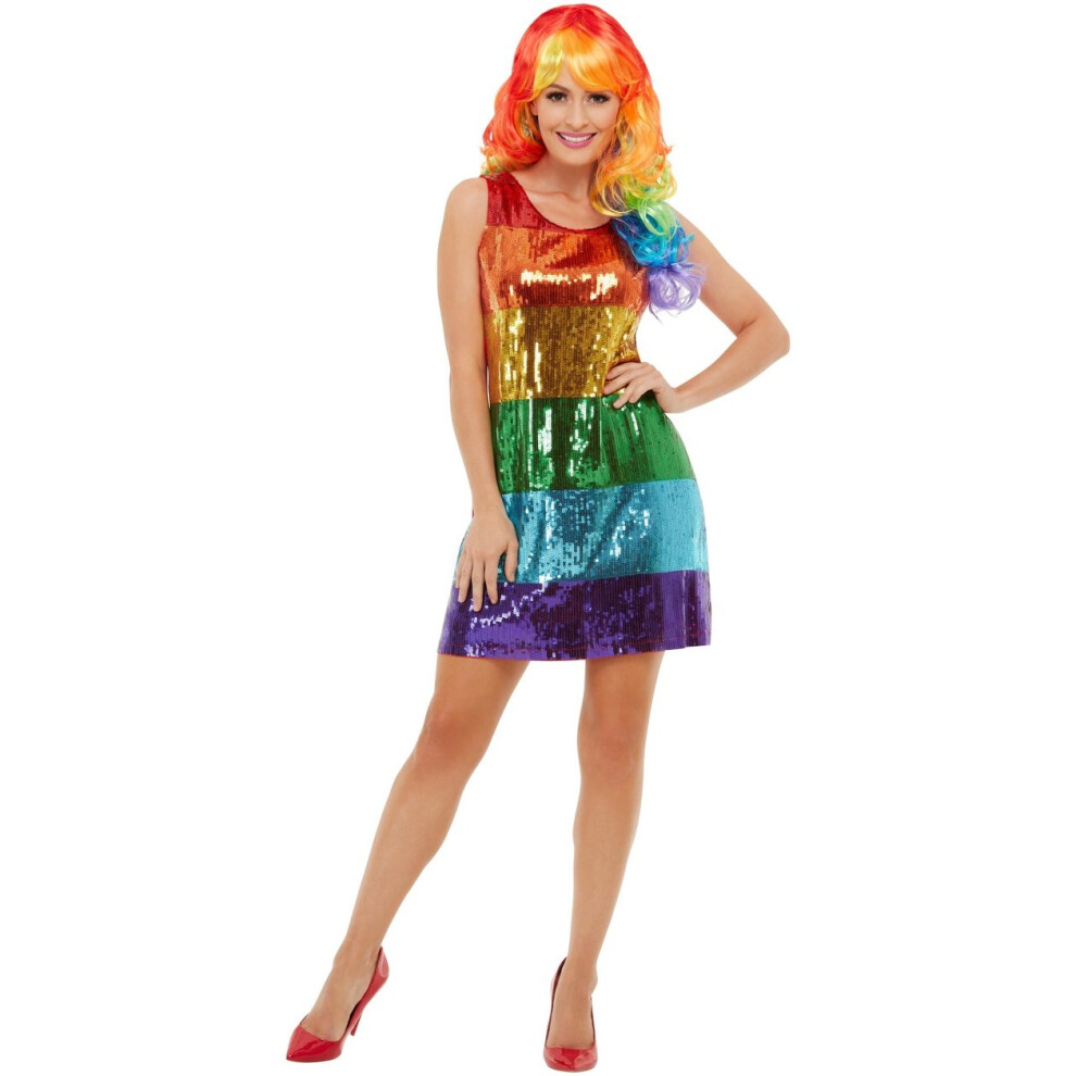 Womens Adults All That Glitters Rainbow Fancy Dress Costume Gay Pride Size 12 - 14