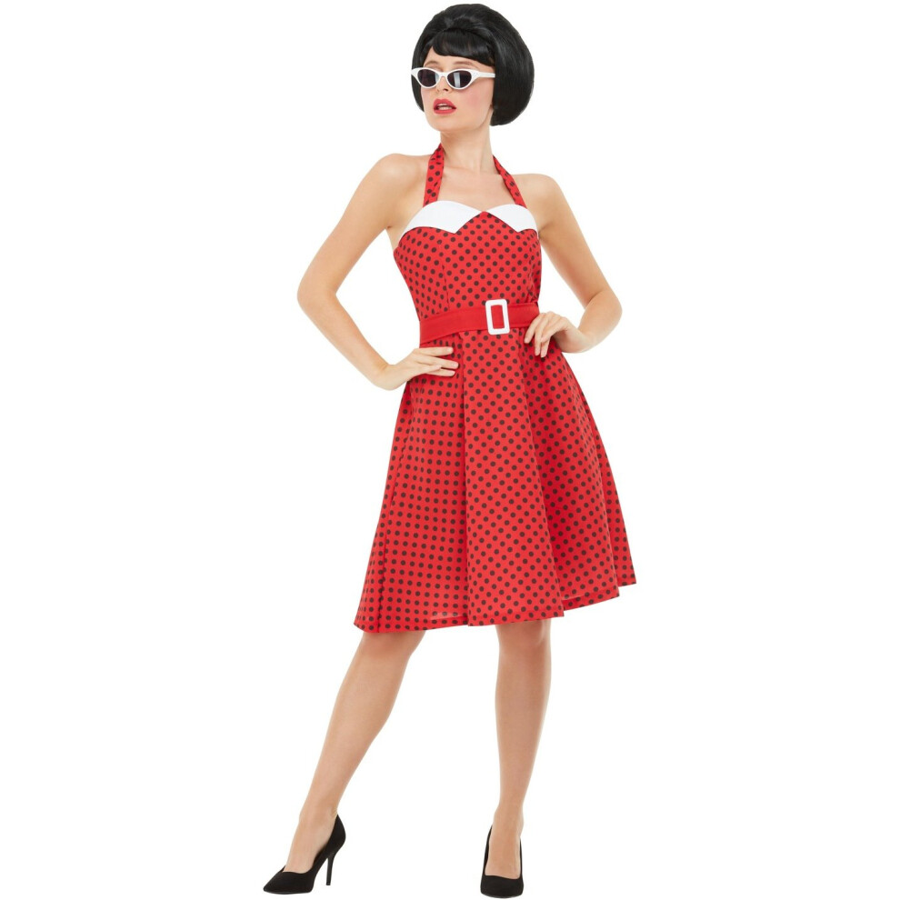 Womens 1950s Rockabilly Pin Up Fancy Dress Costume Size 12 - 14