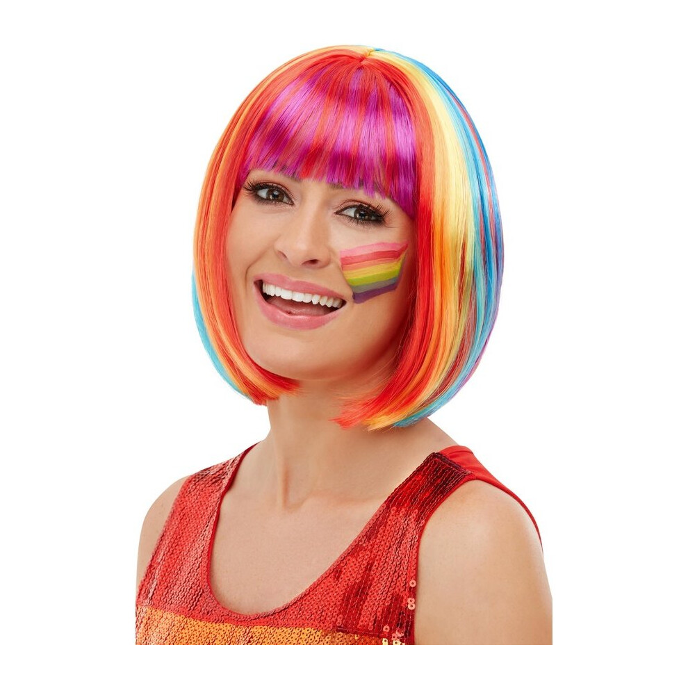Smiffy's Womens Rainbow Bob Wig Pride Fancy Dress Accessory