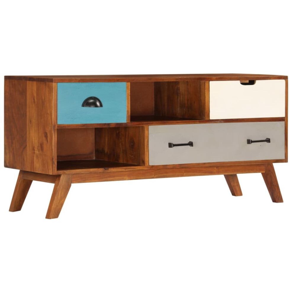 vidaXL Solid Acacia Wood TV Cabinet with 3 Drawers HiFi Sideboard Stand Unit