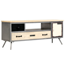 vidaXL Solid Mango Wood and Steel TV Cabinet 120x30x45cm Entertainment Centre