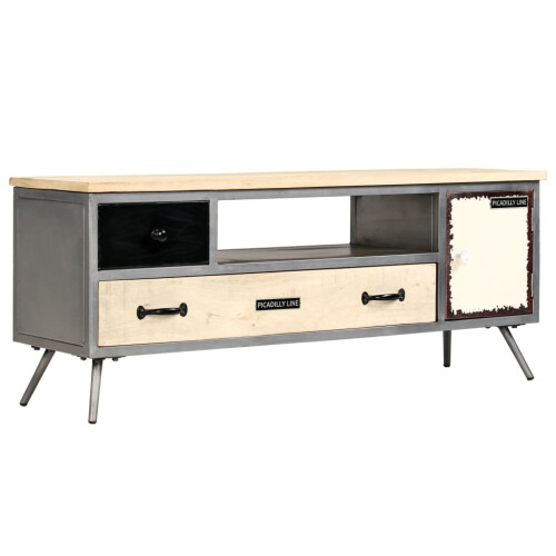 VidaXL vidaXL Solid Mango Wood and Steel TV Cabinet 120x30x45cm Entertainment Centre