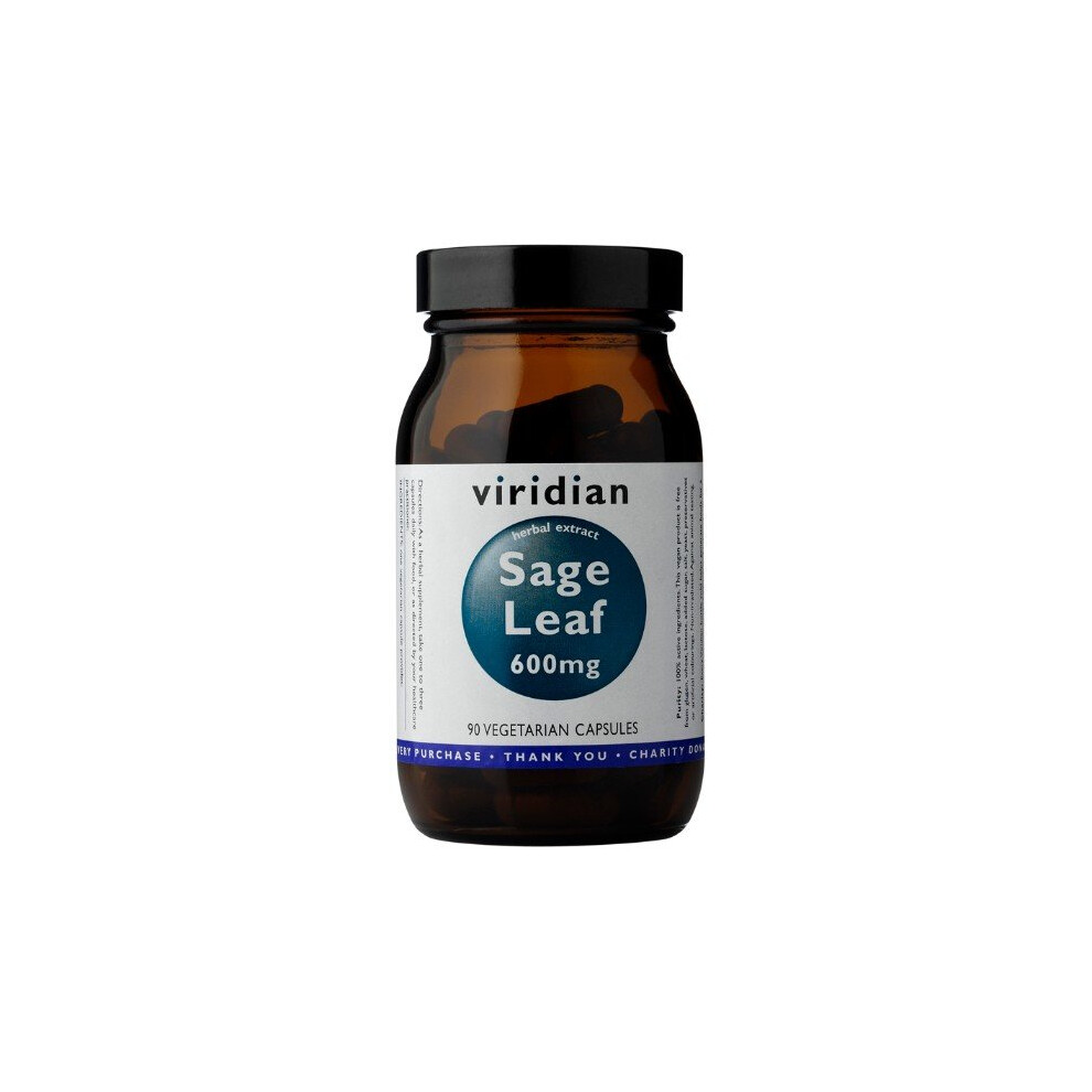 Viridian Green Sage Leaf Extract 600Mg, 90 Veg Caps