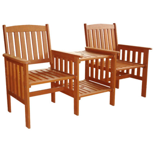 Kingfisher FSLOVE Tete-A-Tete Garden Seat | Hardwood Love Seat & Table