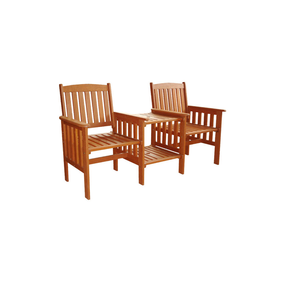 Kingfisher FSLOVE Tete-A-Tete Garden Seat | Hardwood Love Seat & Table