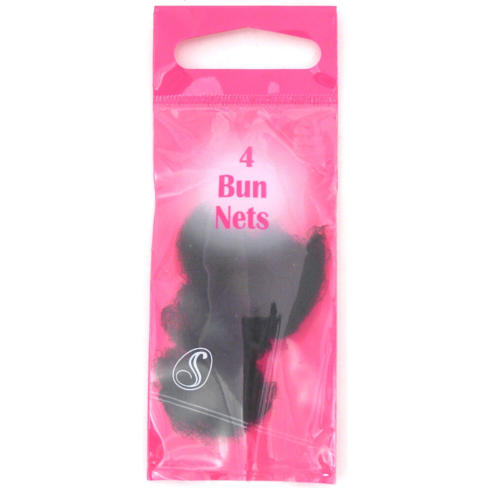 (Black) Serenade - 4 Fine Mesh Elasticated Bun Nets