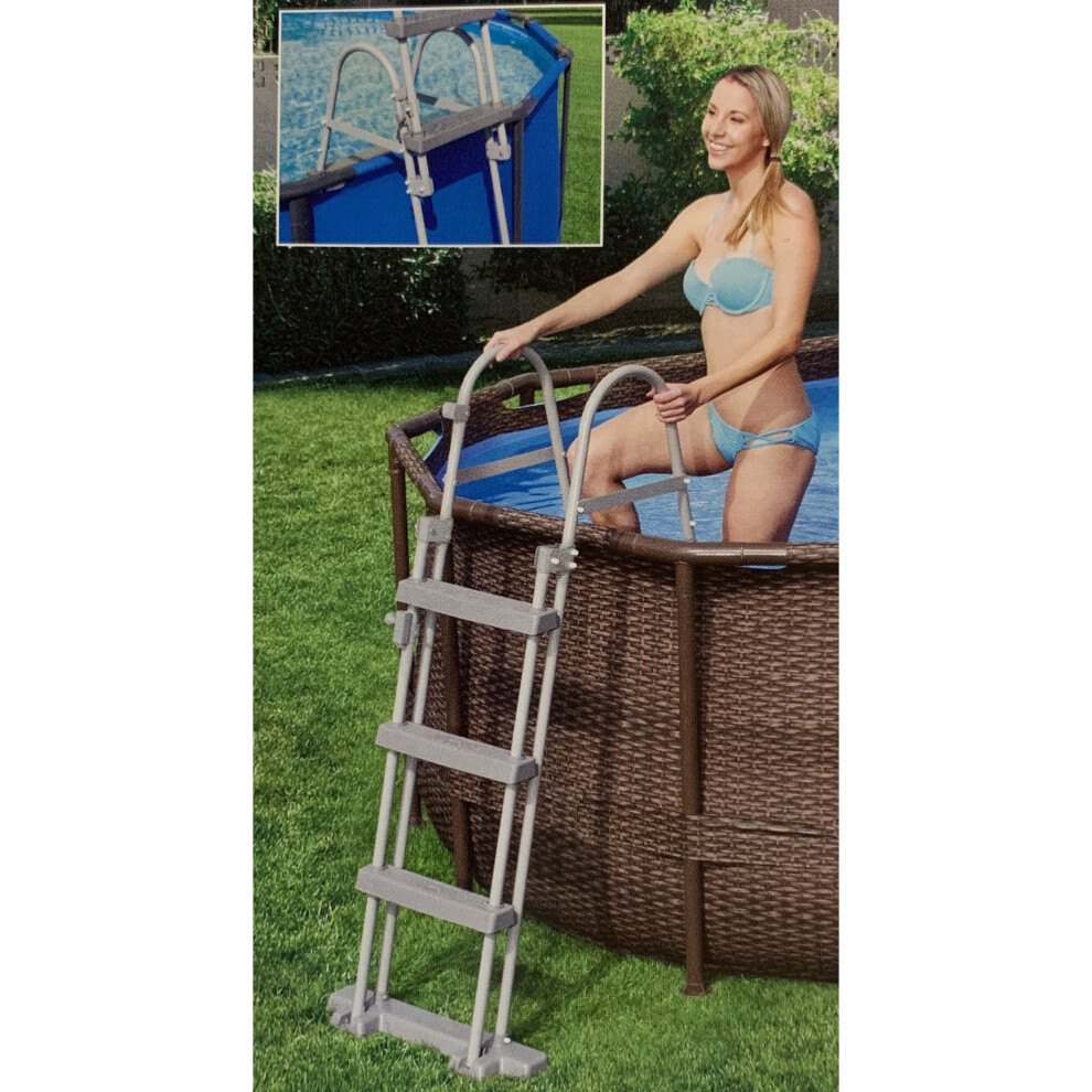 Bestway 42â Pool Safety Ladder Metal Paddling Swimming Heavy Duty Plastic Steps