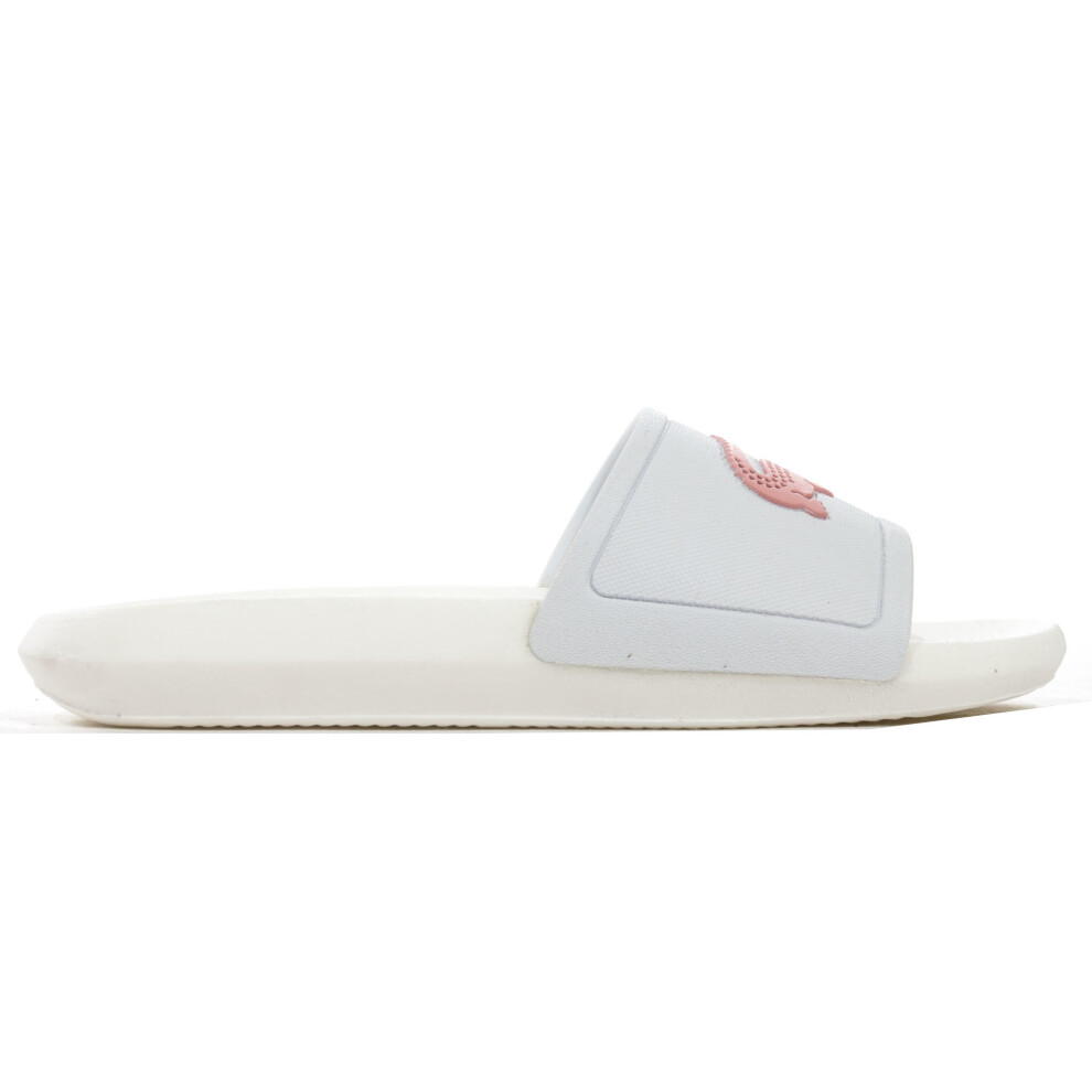 (White, UK 8) Lacoste Croco Slide Womens Fashion Beach Holiday Flip Flop Slide White/Pink