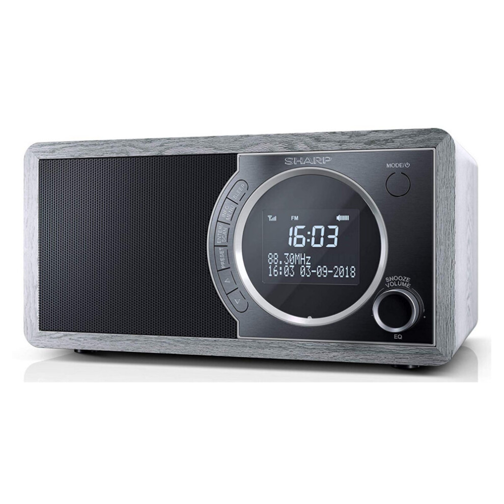 Sharp Dr-450(Gr) 6W Dab+ Fm Bed Side Radio With Bluetooth & Led Display - Grey