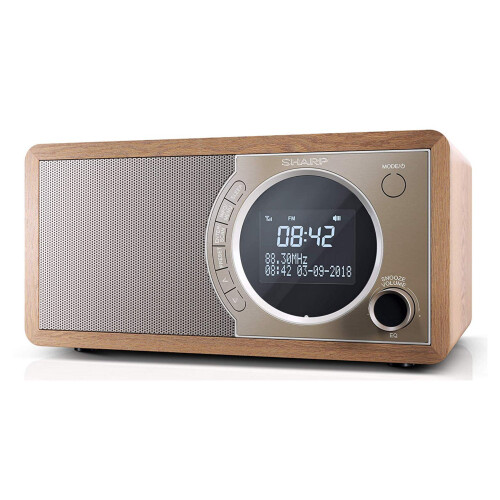 Sharp Radio Digitale Portatile - SHARP - DR-450BR - Bluetooth 4.2 - Dab/Dab+/FM - Legno Marrone