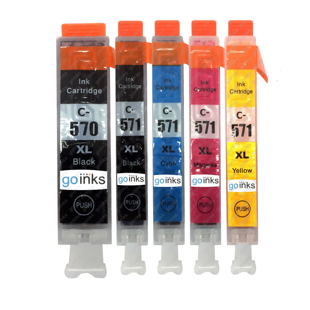 Compatible 1 Go Inks Set of 5 Ink Cartridges to replace Canon PGI-570 & CLI-571  / non-OEM for PIXMA Printers (5 Pack)