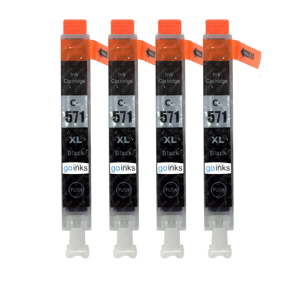 Cartouches d'encre noires compatibles CLI-571Bk (Go Inks) – pack 4x12ml pour remplacer Canon PIXMA