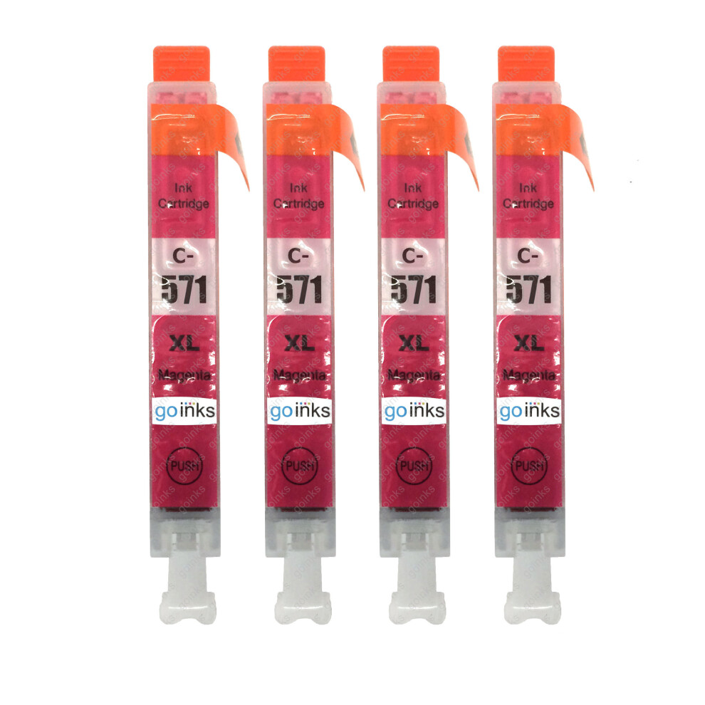 Photos - Printer Part Compatible 4 Go Inks Magenta Ink Cartridges to replace Canon CLI-571M / non-OEM for PIXMA Printers Pink C-571M-4