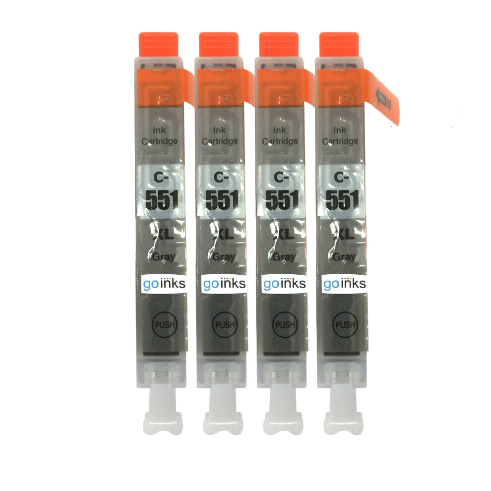 Cartouches d'encre grise compatibles 4 Go Inks pour remplacer Canon CLI-551GY / non-OEM pour imprimantes PIXMA