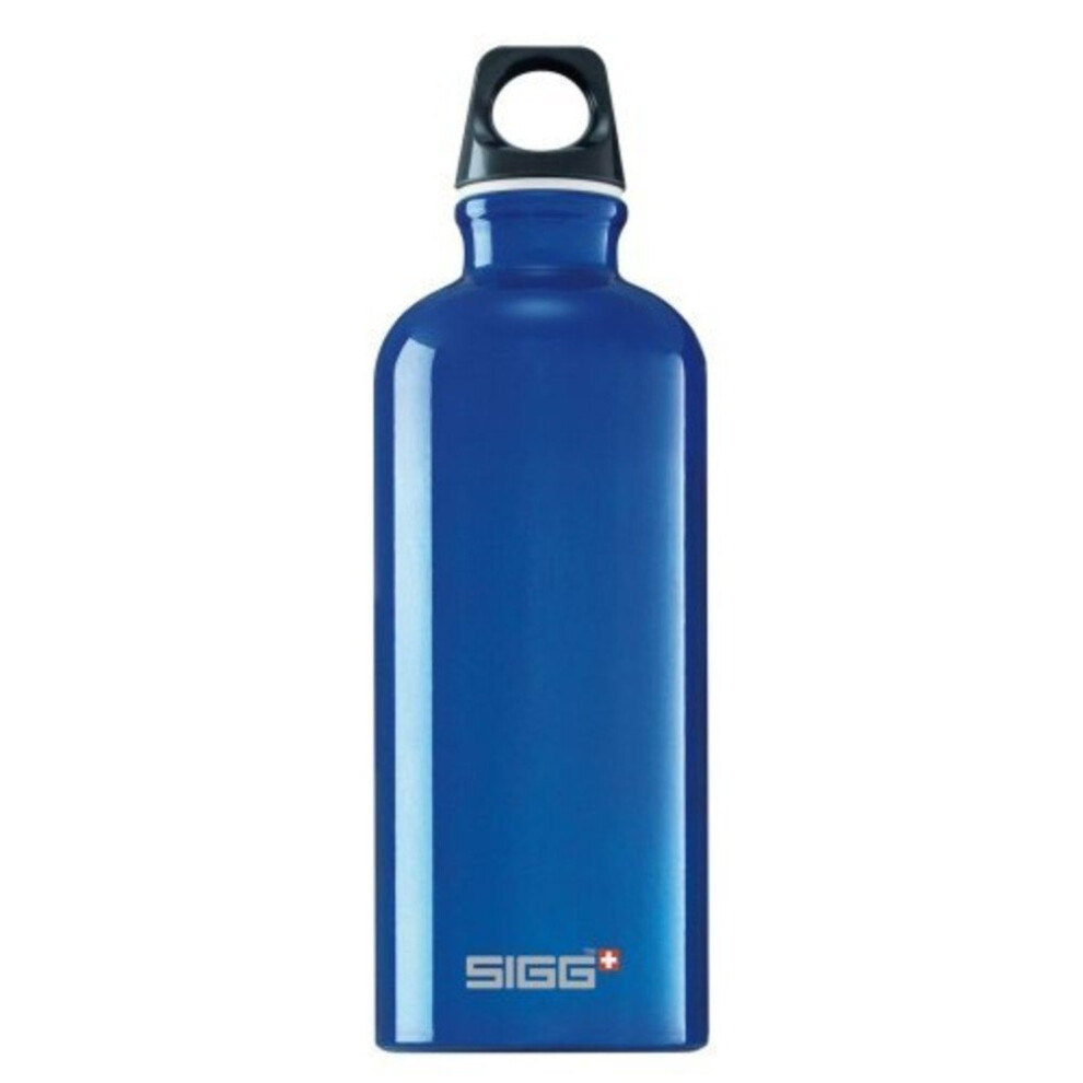 Sigg 1L Aluminium Traveller Dark Leak Proof Water Bottle Blue