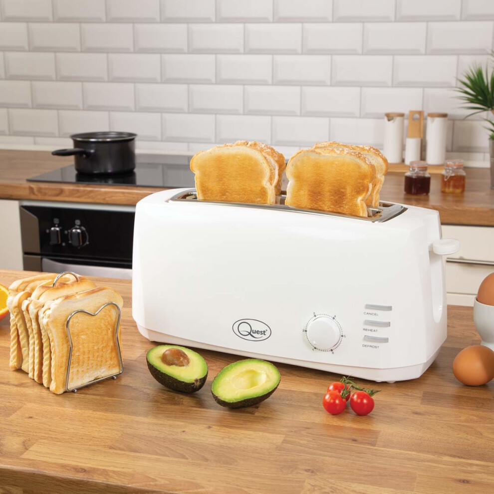 Quest 35049 4-Slice Toaster with Extra Wide Slots / 1400W, White