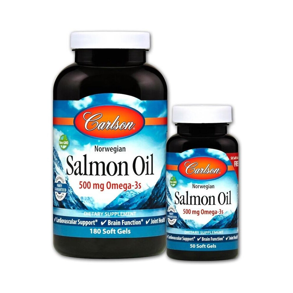 Carlson Labs (180 + 50 Softgels) Norwegian Salmon Oil - 180 + 50 Softgels