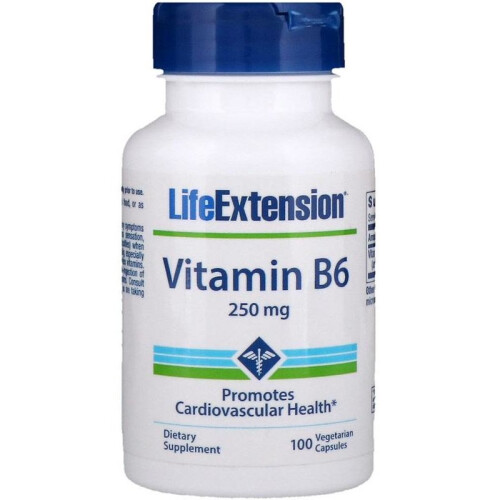 Witamina B6 Life Extension, 250 mg, 100 Kapsułek wegetariańskich