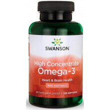 Swanson, Omega-3, Hög Koncentrat, 120 Mini Softgels