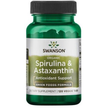 Swanson, Espirulina Orgánica & Astaxantina, 120 Cápsulas Vegetales