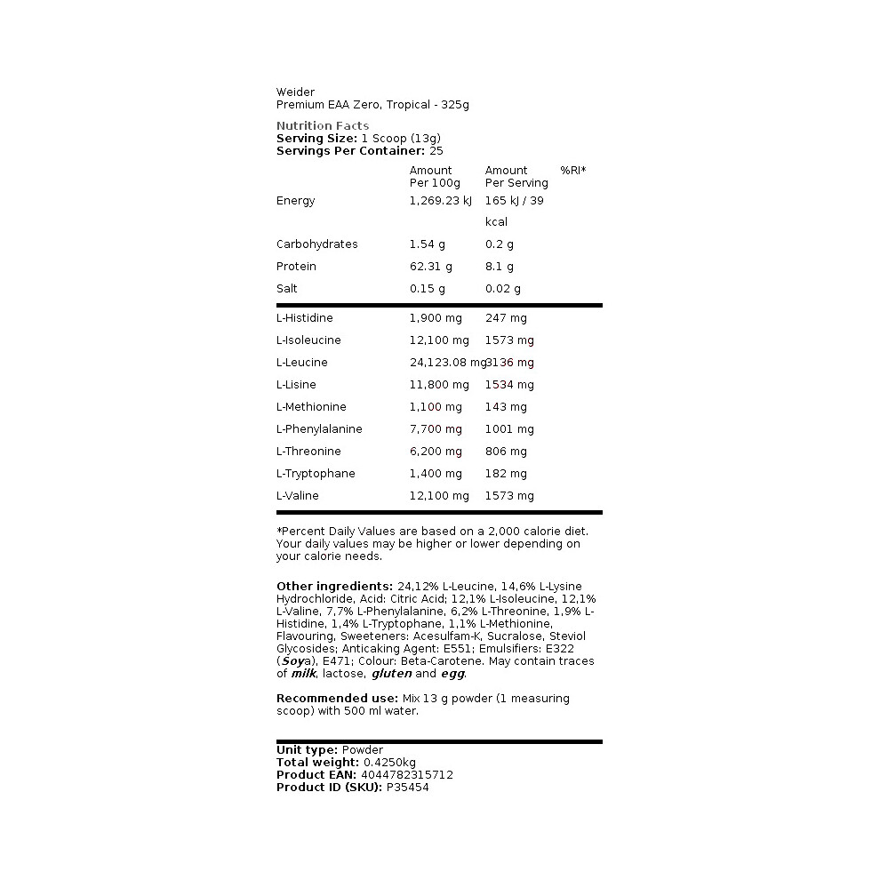 Weider (325G) Premium Eaa Zero